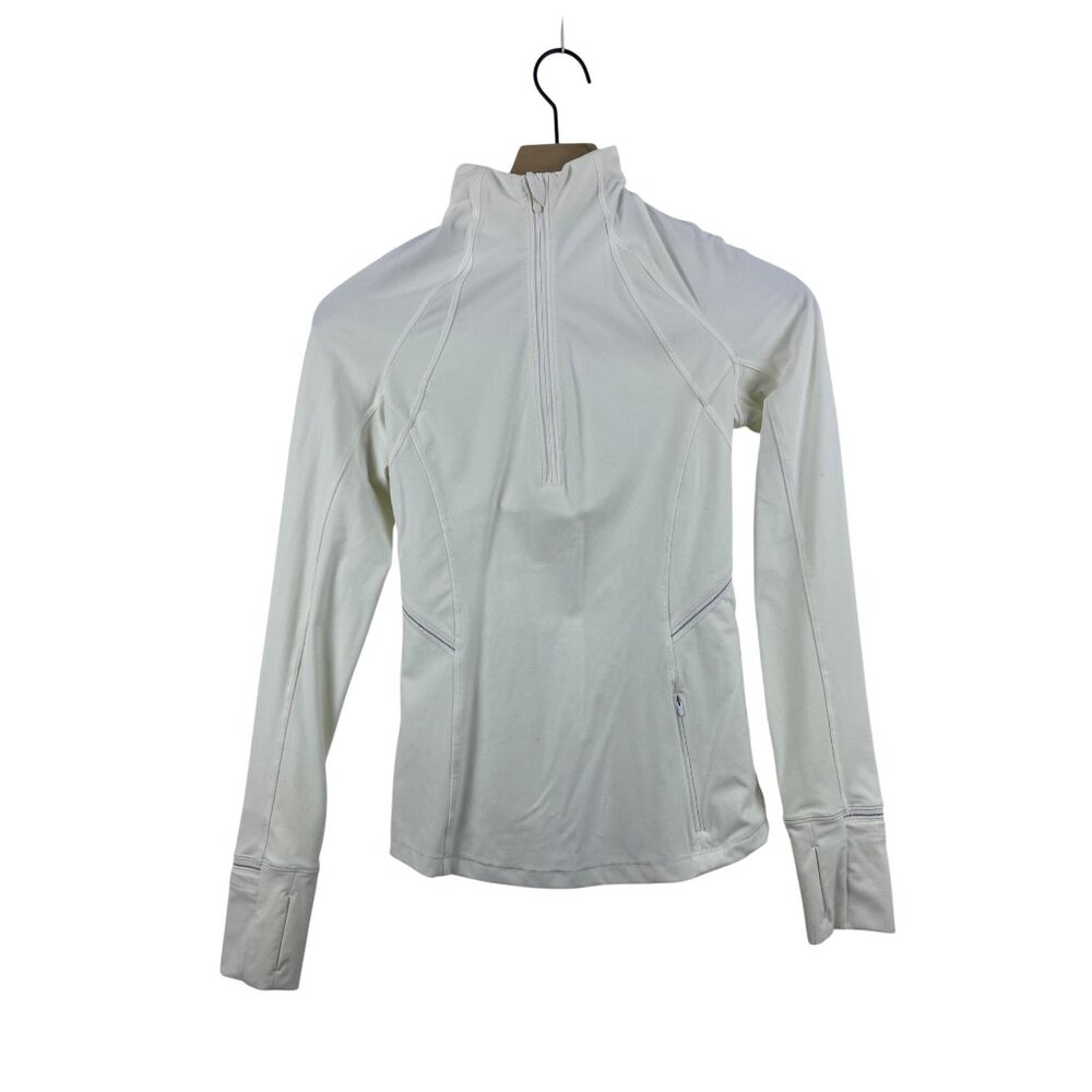 Lululemon Women's Size 2 Rulu Run Half-Zip Jacket White Athleisure Yoga